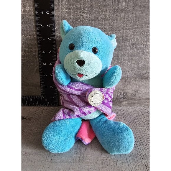 Snug Buddies Blue Bear Plush Wrapped In Purple Security Blanket Lovey Stuffed - Picture 4 of 6
